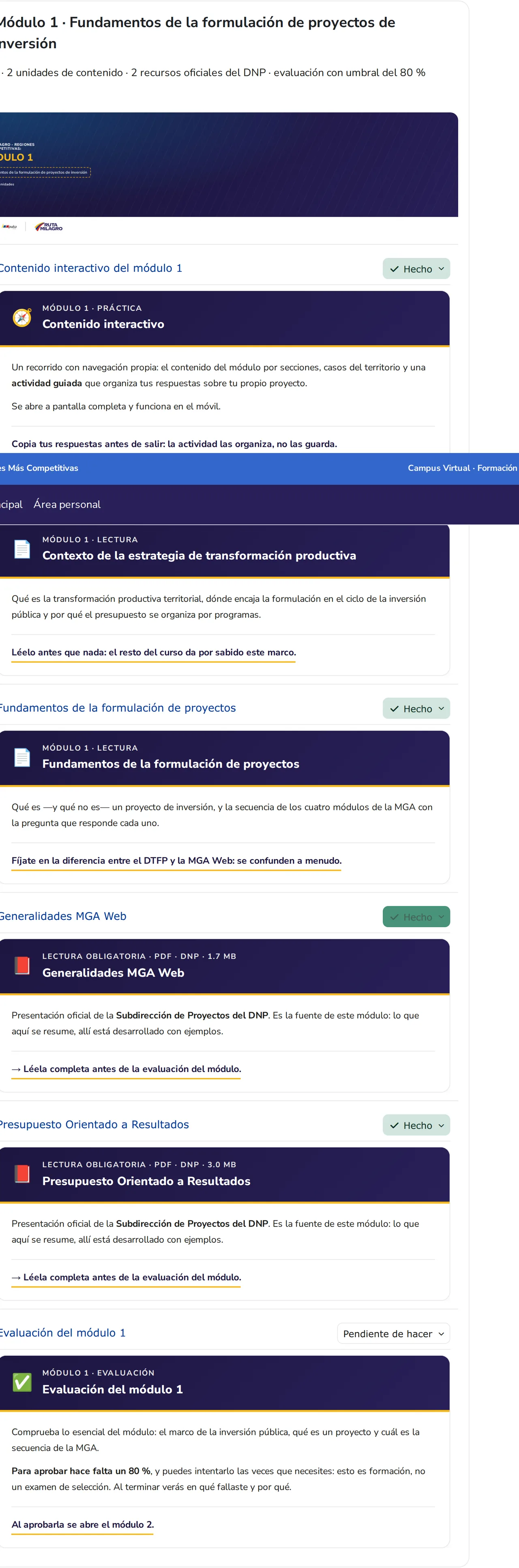 Estructura del primer módulo