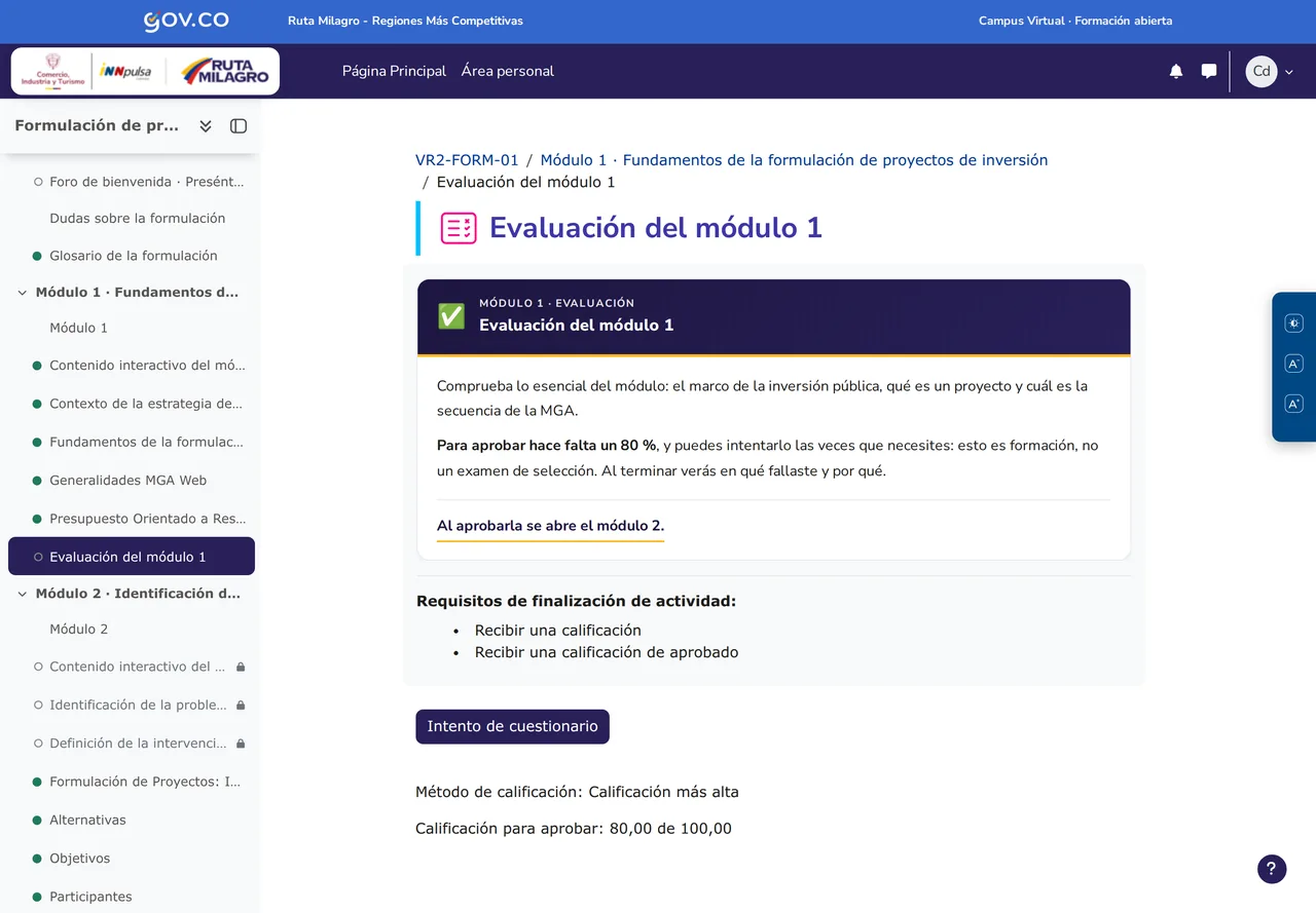 Evaluación de módulo