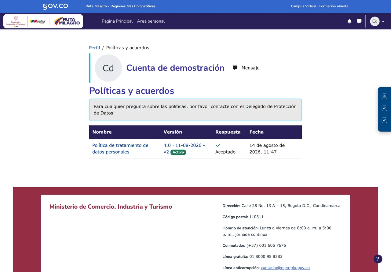 Políticas aceptadas