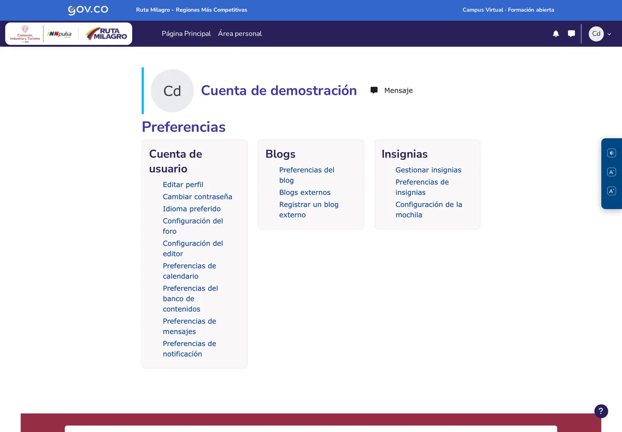 Preferencias de la cuenta