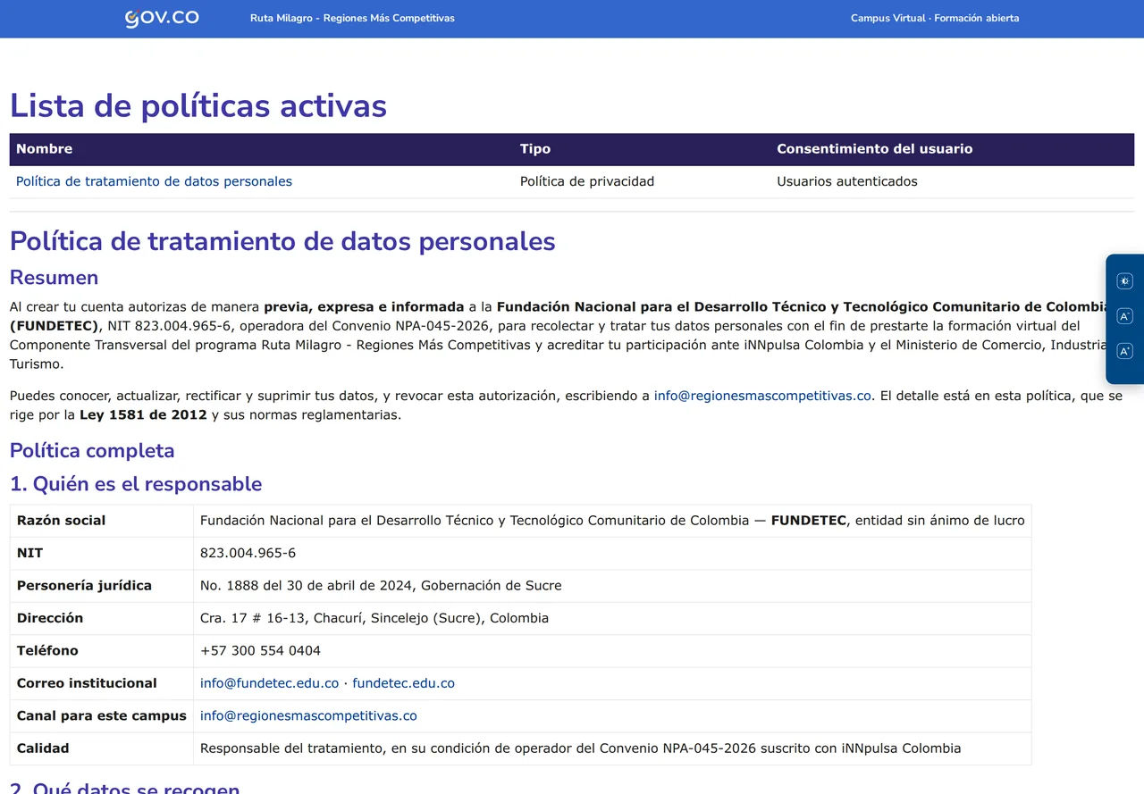 Política de datos, versión pública